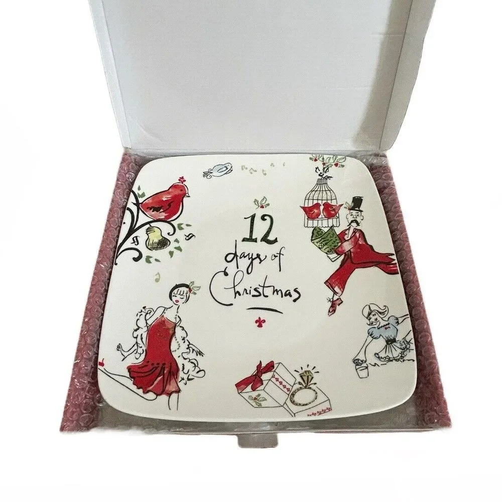 Lenox 12 Days of‎ Christmas Ceramic Square Dish Plate Platter 12.25 In #845814